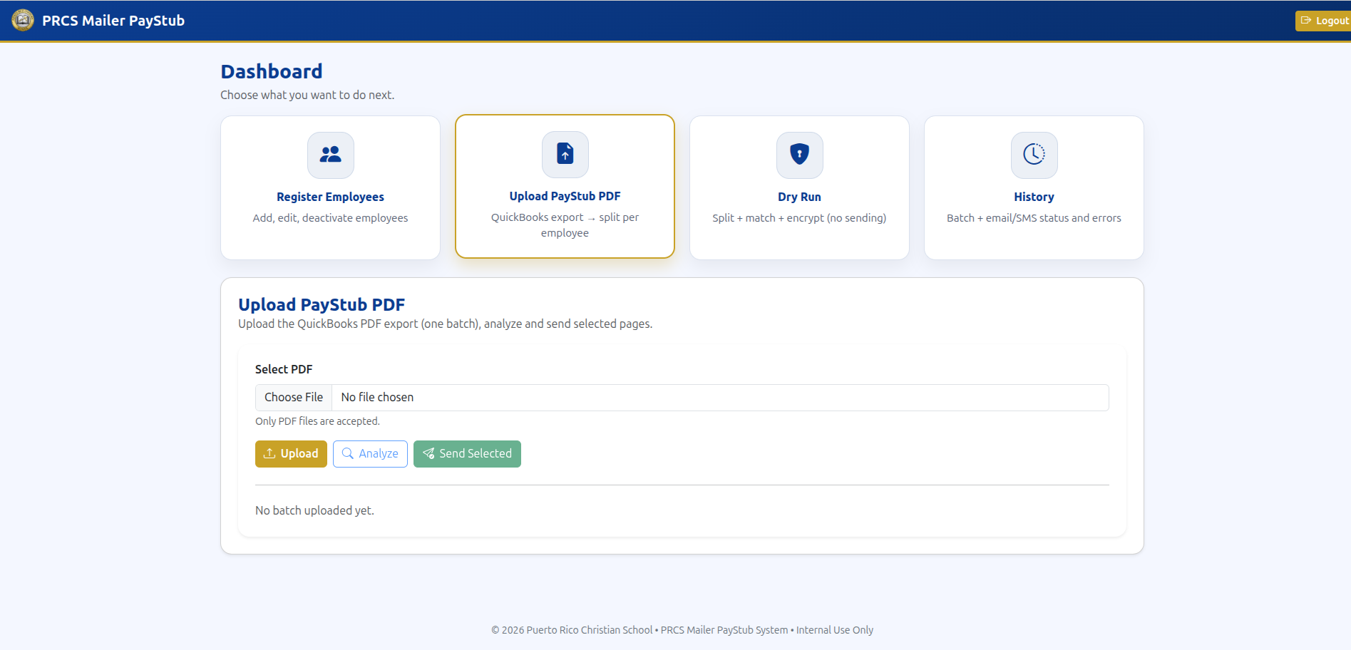Carga de PDF en Paystub Mailer