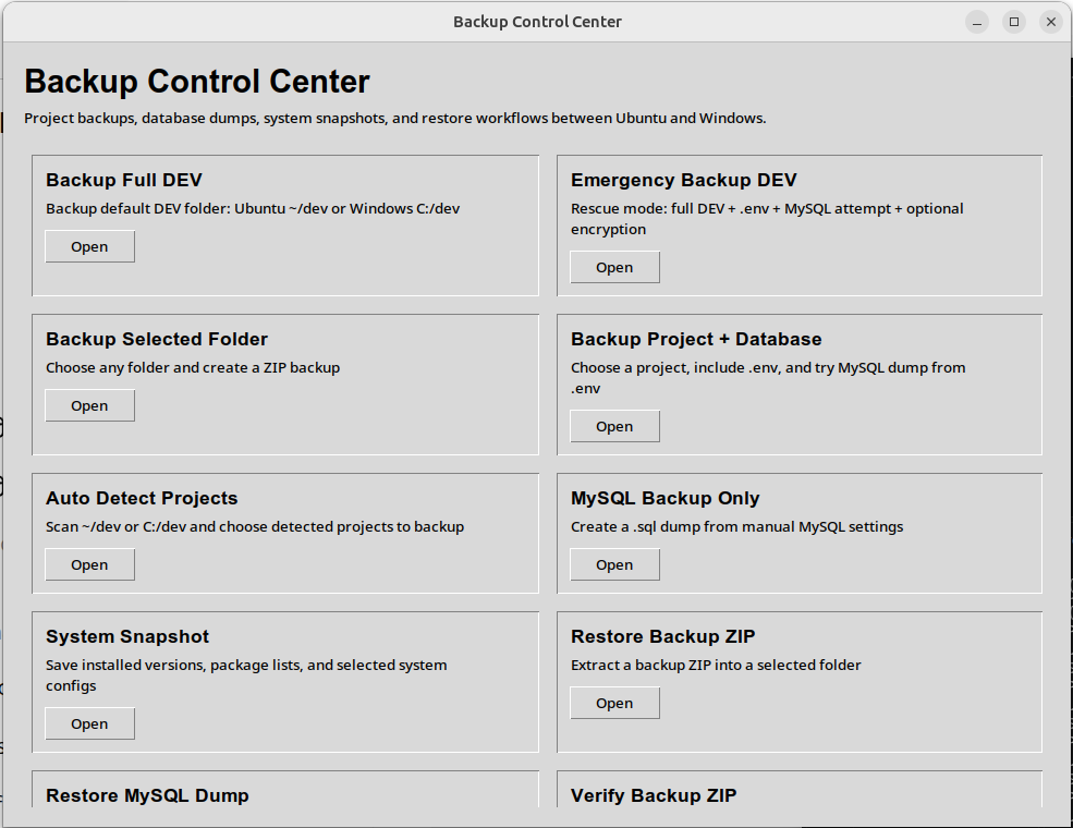 Backup Control Center desarrollado con Python y Tkinter